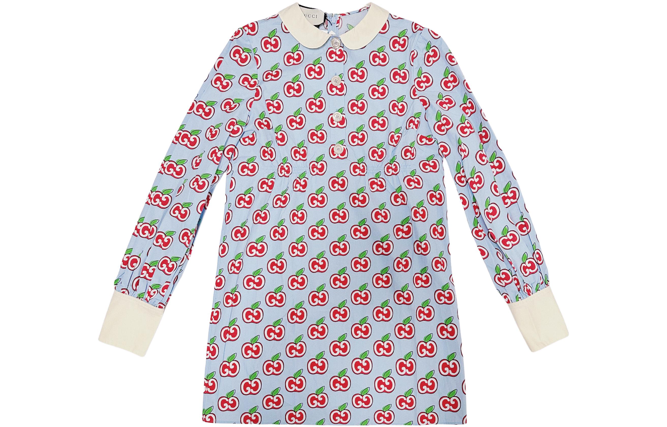 (Women) Gucci SS22 Cartoon Cherry Long Sleeve Polo Dress Multicolor 627431-ZAEY5-4324