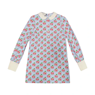 (Women) Gucci SS22 Cartoon Cherry Long Sleeve Polo Dress Multicolor 627431-ZAEY5-4324
