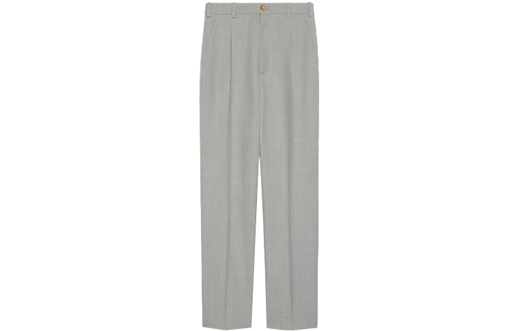 (Women) Gucci SS22 Gray Straight-Leg Casual Pants with Zipper Pockets 675974-ZACFE-4734