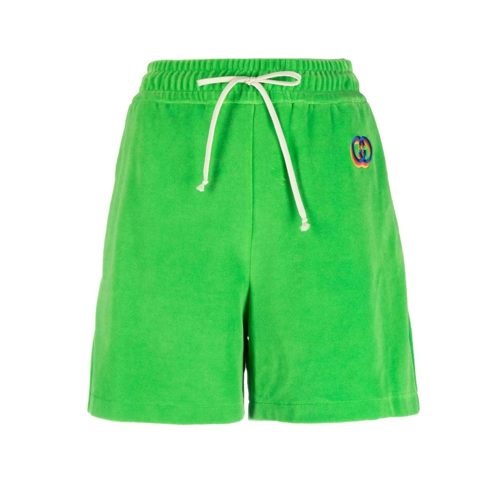 (Women) Gucci SS22 Green Embroidered Drawstring Loose Shorts 650630-XJDCV-3231