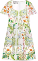 (Women) Gucci SS22 Green Floral Print Short Sleeve Dress 619132-ZAFGD-9172 (Women) Gucci SS22 Green Floral Print Short Sleeve Dress 619132-ZAFGD-9172