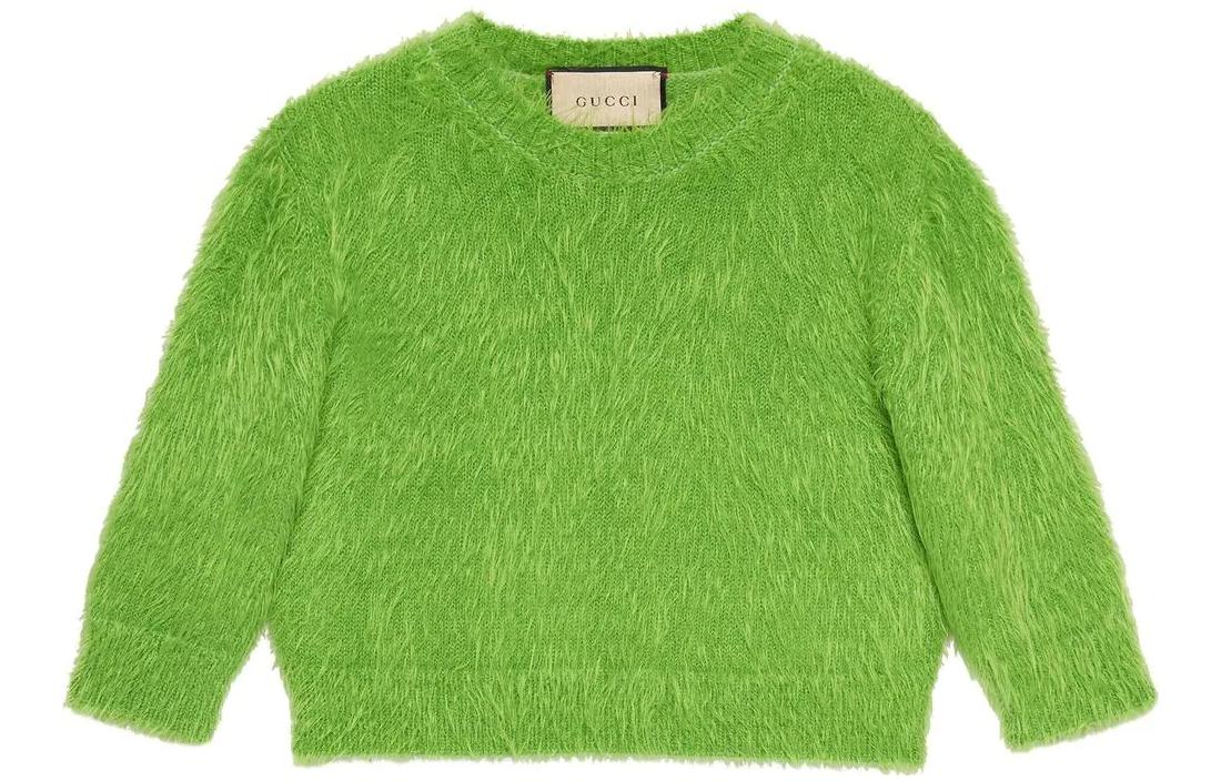 (Women) Gucci SS22 Green Solid Crewneck Pullover Sweater 695655-XKCEN-3601