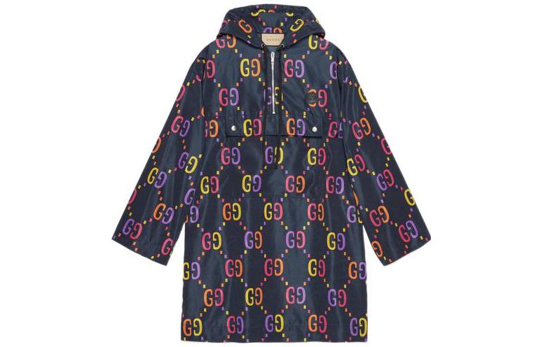 (Women) Gucci SS22 Half-Zip Double G Print Hoodie Jacket Blue 702010Z-8A2E-4681