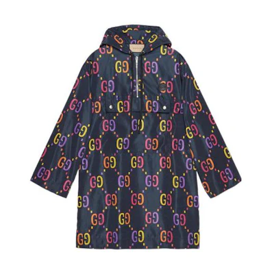 (Women) Gucci SS22 Half-Zip Double G Print Hoodie Jacket Blue 702010Z-8A2E-4681