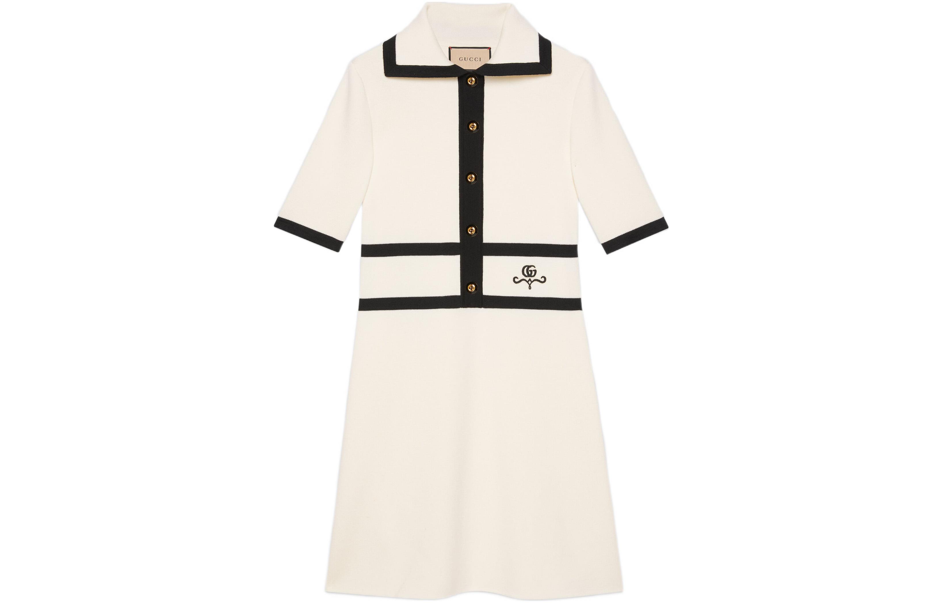 (Women) Gucci SS22 Ivory Wool GG Jacquard Polo Dress for Women 681306-XKB7S-9207