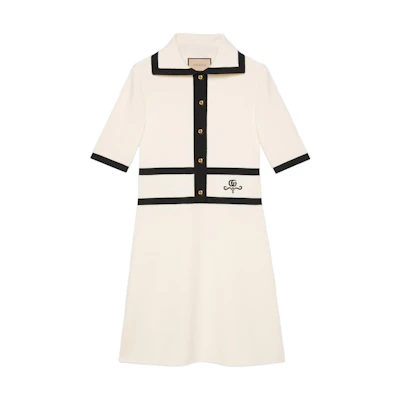 (Women) Gucci SS22 Ivory Wool GG Jacquard Polo Dress for Women 681306-XKB7S-9207