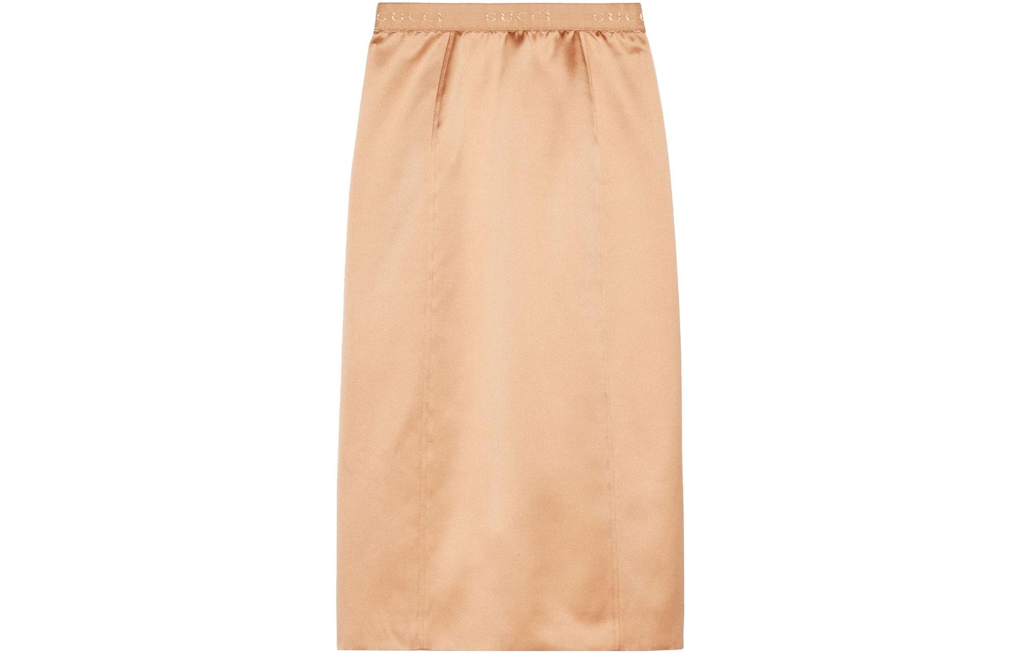 (Women) Gucci SS22 Khaki High-Waisted Casual Skirt with Logo Tape Details 691911-ZHS84-9115