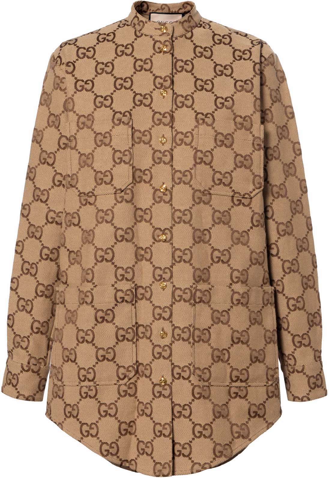 women-gucci-ss-22-loose-canvas-long-sleeve-shirt-dark-brown-669337-zaht-5-2580