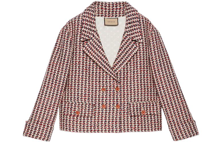 (Women) Gucci SS22 Red Checked Double-Breasted Jacket 695091-ZAIU6-9376