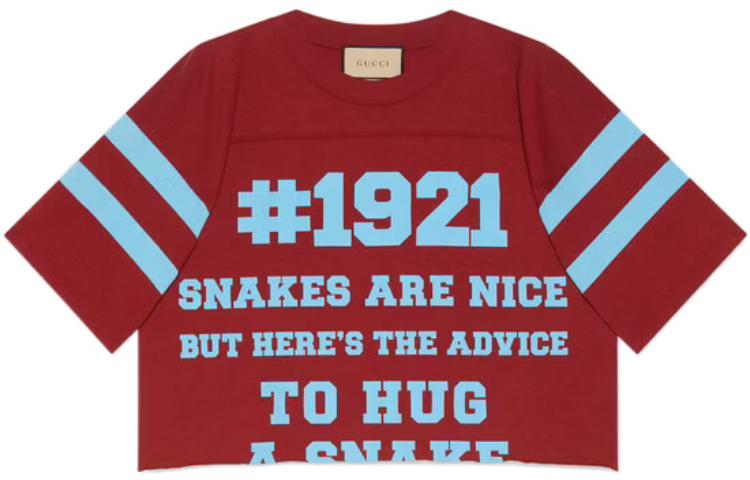 (Women) Gucci SS22 Red Cropped T-Shirt with Logo Print 660868-XJDKG-6234