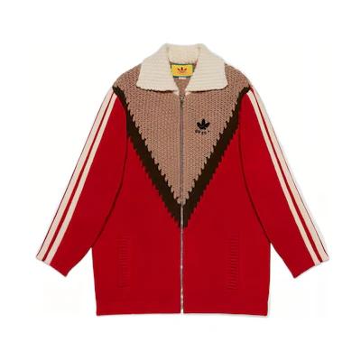(Women) Gucci SS22 Red Zip-Up Contrast Knit Polo Sweater 713000-XKCPO-6429