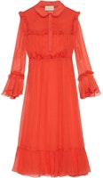 (Women) Gucci SS22 Ruffled Long Orange Casual Long Sleeve Dress 691487-ZHS78-5239 (Women) Gucci SS22 Ruffled Long Orange Casual Long Sleeve Dress 691487-ZHS78-5239