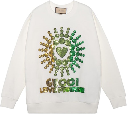 (Women) Gucci SS22 Sequin Graphic Logo Crewneck Sweatshirt White 617964-XJEN5-9248 Buy (Women) Gucci SS22 Sequin Graphic Logo Crewneck Sweatshirt White 617964-XJEN5-9248