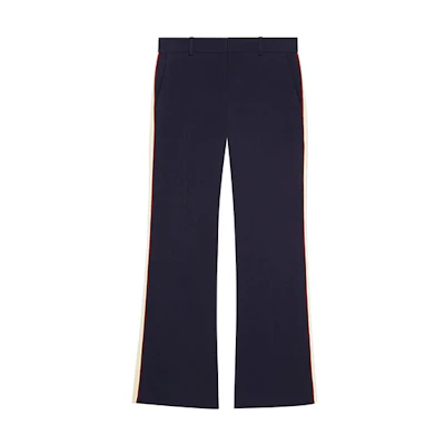(Women) Gucci SS22 Side Stripe Flared Pants Blue 524709-ZKR01-4191