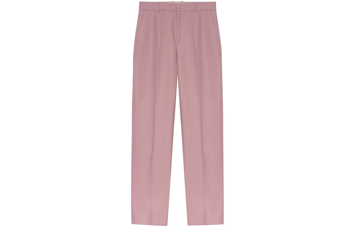 (Women) Gucci SS22 Solid Color Zipper Straight Pants Pink 681312-Z6724-5086