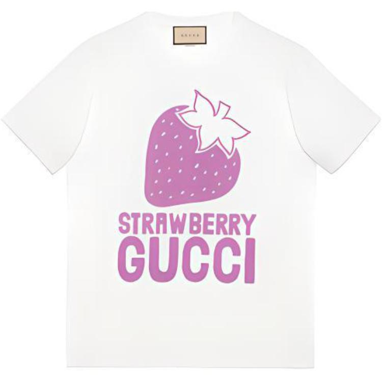 Buy (W) Gucci SS22 草莓Logo印花白色T恤 548334XJDWG-9275