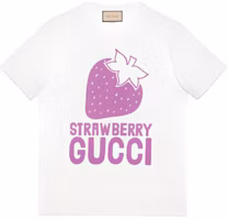 (Women) Gucci SS22 Strawberry Logo Print White T-Shirt 548334XJDWG-9275 (Women) Gucci SS22 Strawberry Logo Print White T-Shirt 548334XJDWG-9275