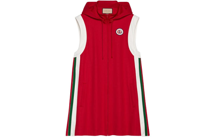 (Women) Gucci SS22 Striped Knit Drawstring Sleeveless Dress Women Red 681267-XJDP4-6527