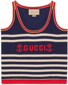 (W) 古驰 SS22 条纹Logo印花无袖背心 海军蓝 691670-XKCAP-9134 Buy (W) 古驰 SS22 条纹Logo印花无袖背心 海军蓝 691670-XKCAP-9134