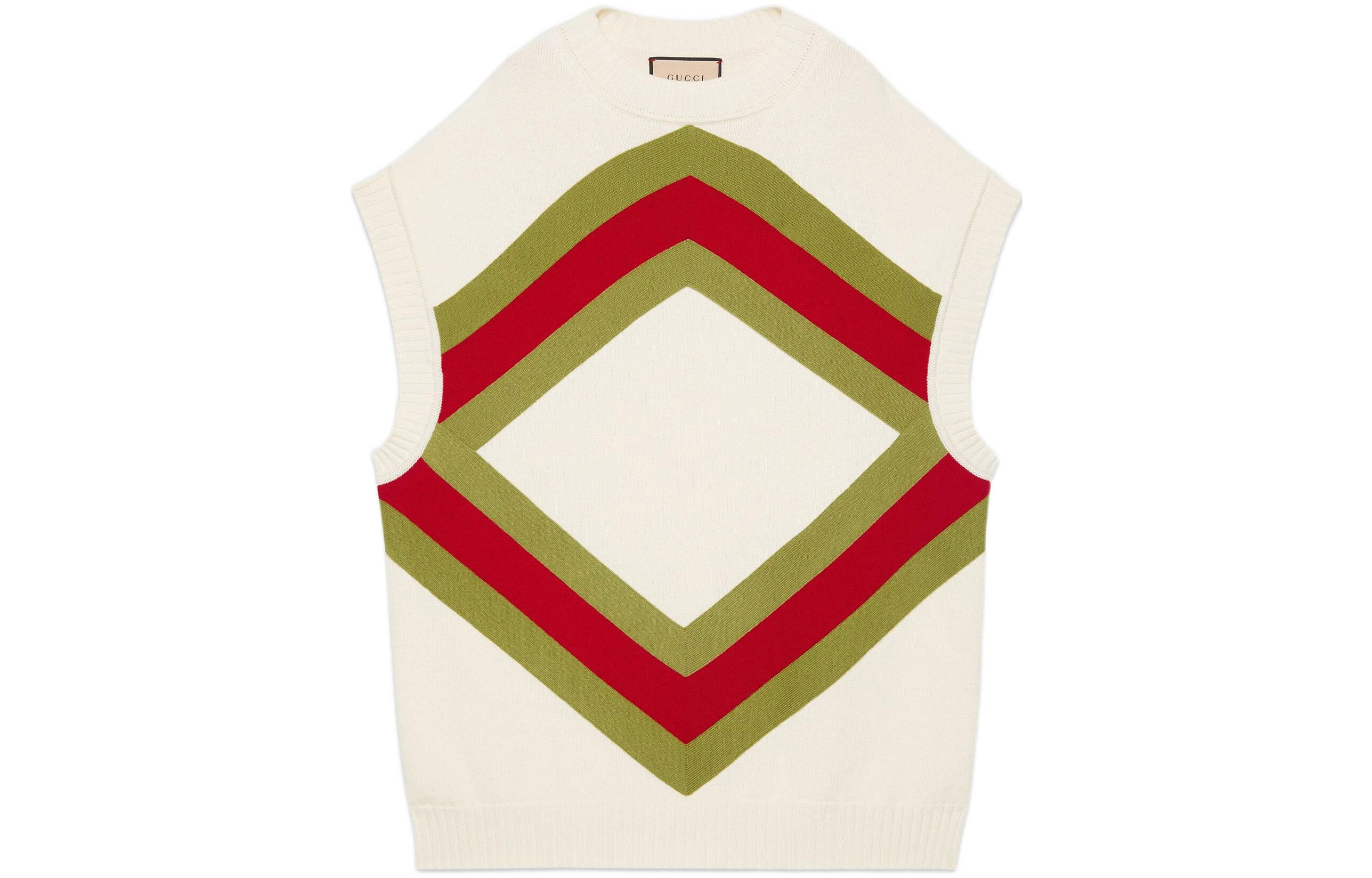 (Women) Gucci SS22 V-Stripe Wool Crewneck Vest Off-White 678319-XKB5U-8003