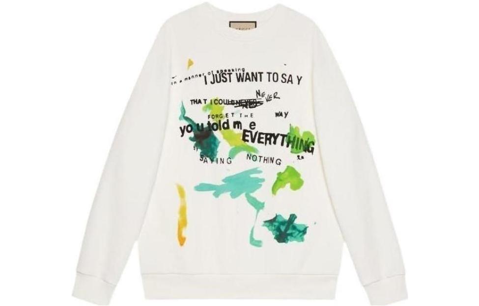 (Women) Gucci SS22 White Logo Print Crewneck Sweatshirt 617964-XJDQT-9095