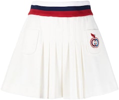 (Women) Gucci SS22 White Short Skirt with Logo Embroidery and Pleats 666658-XJDQB-9061 (Women) Gucci SS22 White Short Skirt with Logo Embroidery and Pleats 666658-XJDQB-9061