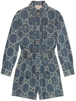 Order (Women) GUCCI SS22 Women’s Blue Long Sleeve Jumpsuit with Double G Monogram. 693175-XDBY9-4492