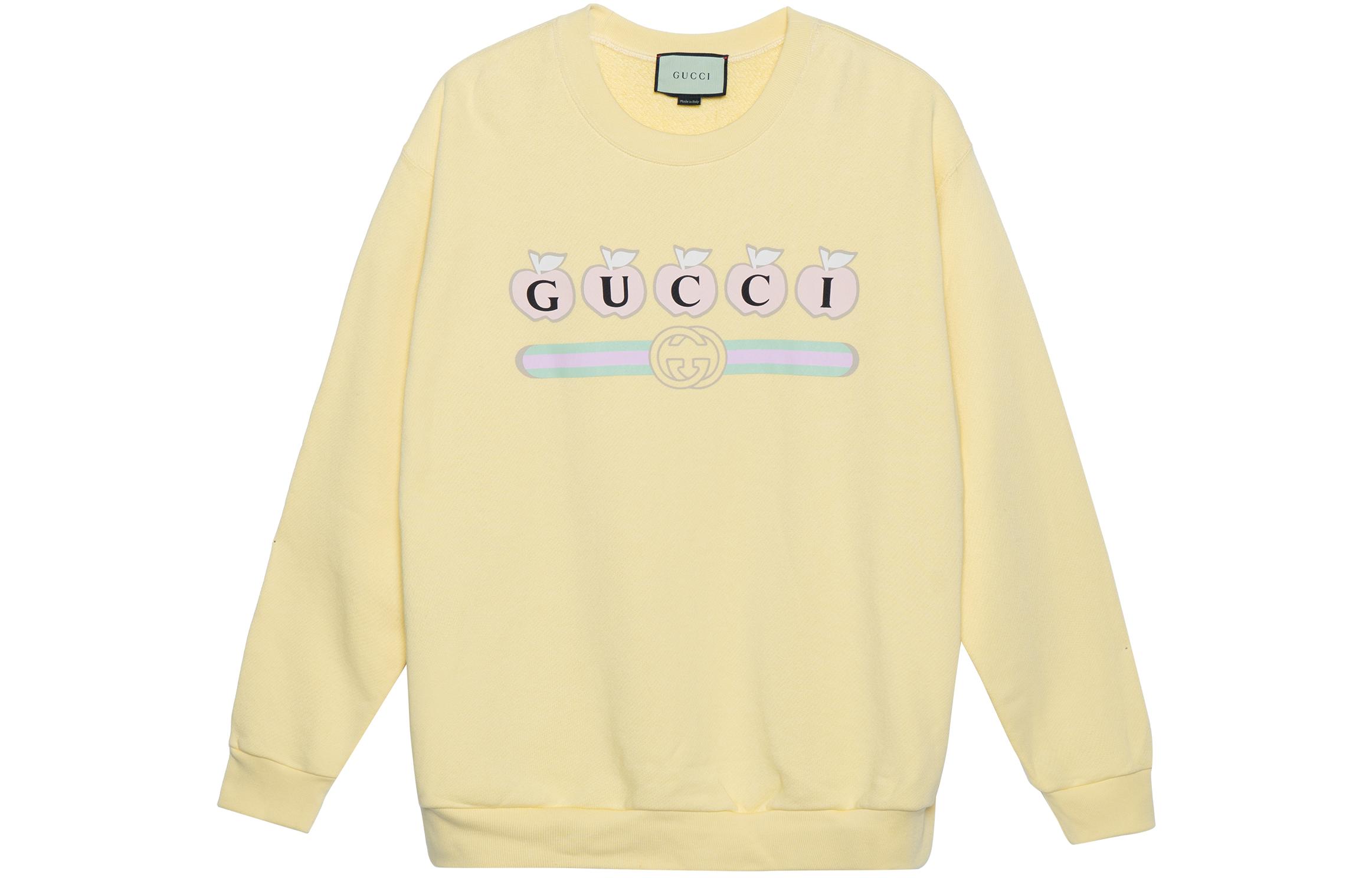 (Women) Gucci SS22 Yellow Logo Print Crewneck Sweatshirt 617964-XJDOL-7274