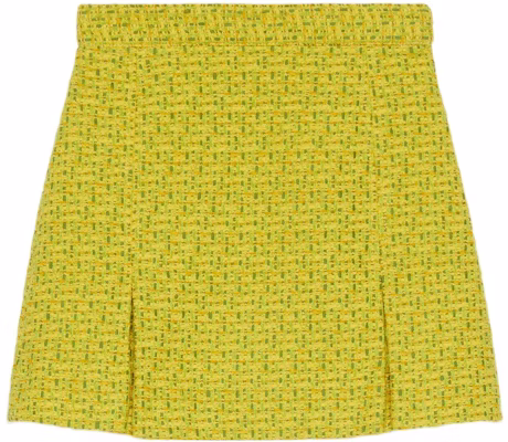 (W) GUCCI SS22 イエローツイードプリーツミニスカート カジュアルスタイル 690942-ZAILE-7346 Buy (W) GUCCI SS22 イエローツイードプリーツミニスカート カジュアルスタイル 690942-ZAILE-7346