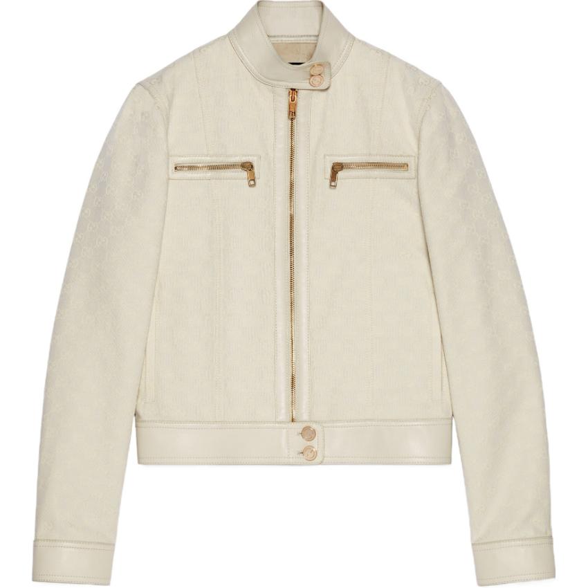 (Women) GUCCI SS23  Beige Solid Color Zip-Up Jacket 681034Z8BHG9042