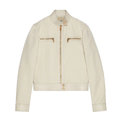 (Women) GUCCI SS23 Beige Solid Color Zip-Up Jacket 681034Z8BHG9042