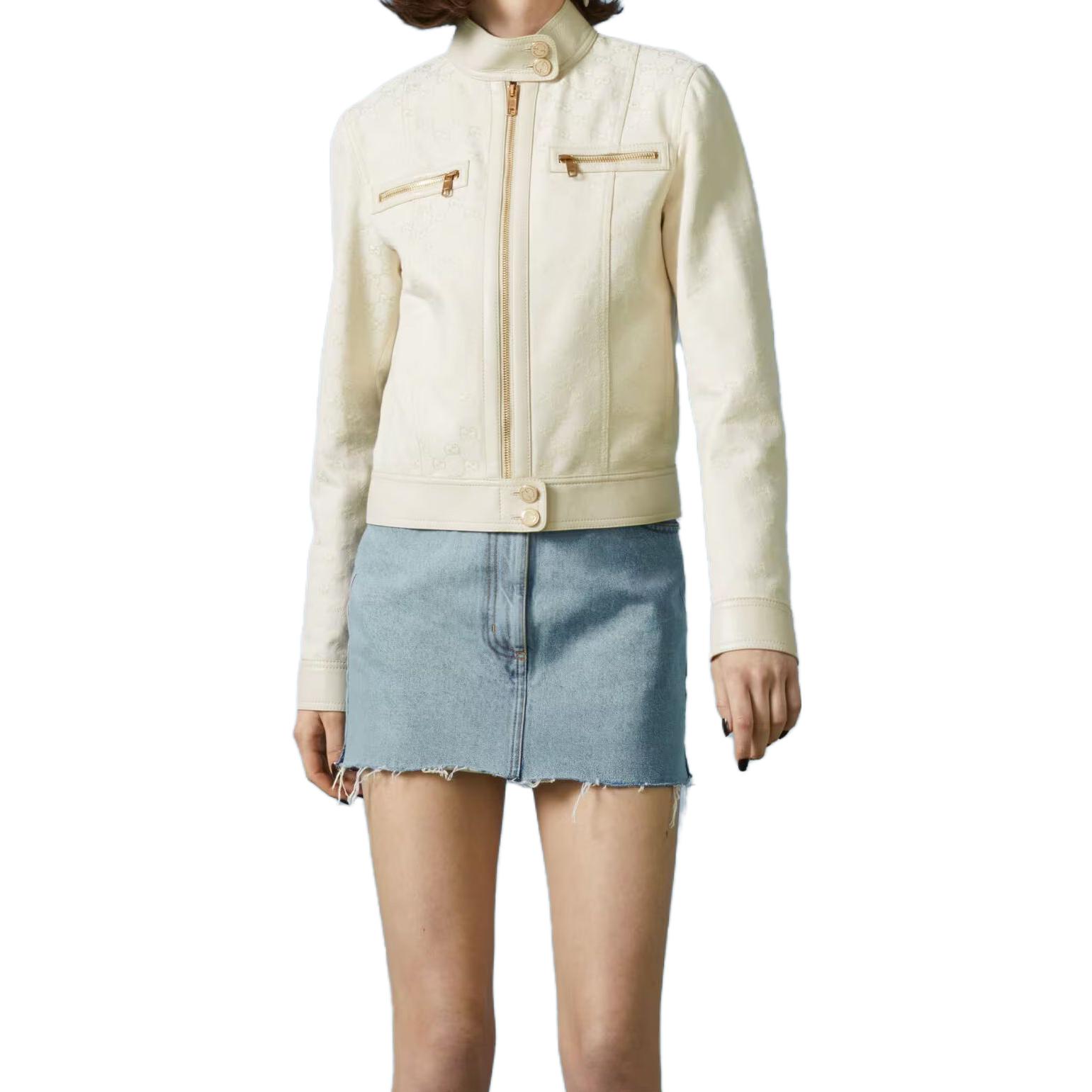 (Women) GUCCI SS23  Beige Solid Color Zip-Up Jacket 681034Z8BHG9042 圖 3