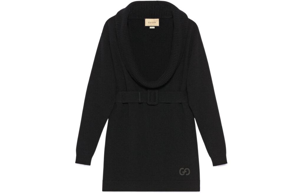 (Women) GUCCI SS23  Black Sweater with Solid Logo Embroidery Shawl Collar. 727041-XKCY1-1043 圖 2