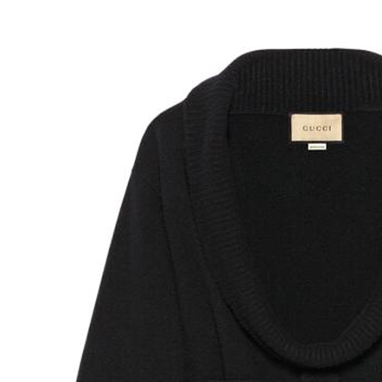 (Women) GUCCI SS23  Black Sweater with Solid Logo Embroidery Shawl Collar. 727041-XKCY1-1043 圖 4