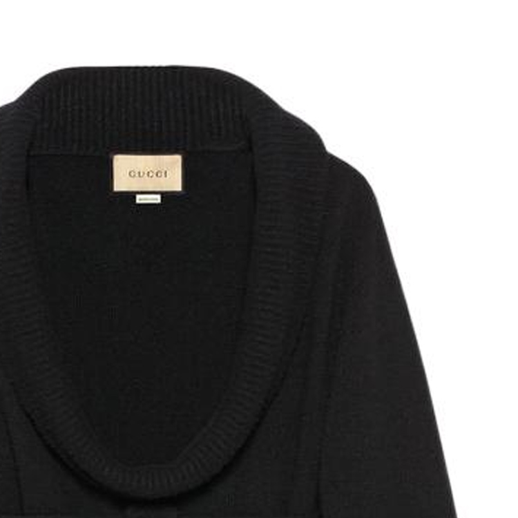 (Women) GUCCI SS23  Black Sweater with Solid Logo Embroidery Shawl Collar. 727041-XKCY1-1043 圖 5