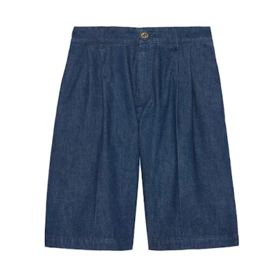 (Women) GUCCI SS23 High-Waisted Loose Casual Shorts Blue 743231 XDCGS 4100