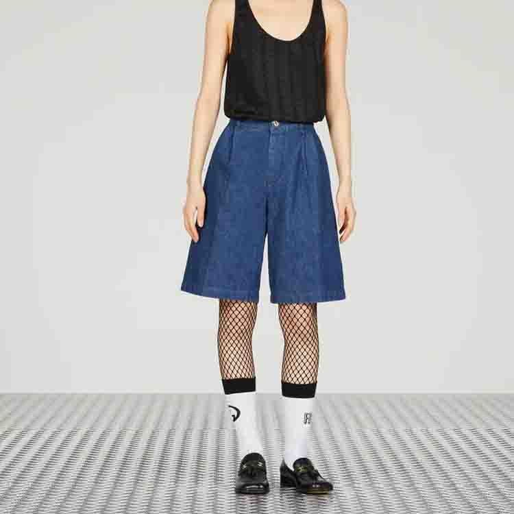 Shop (Women) GUCCI SS23  High-Waisted Loose Casual Shorts Blue 743231 XDCGS 4100