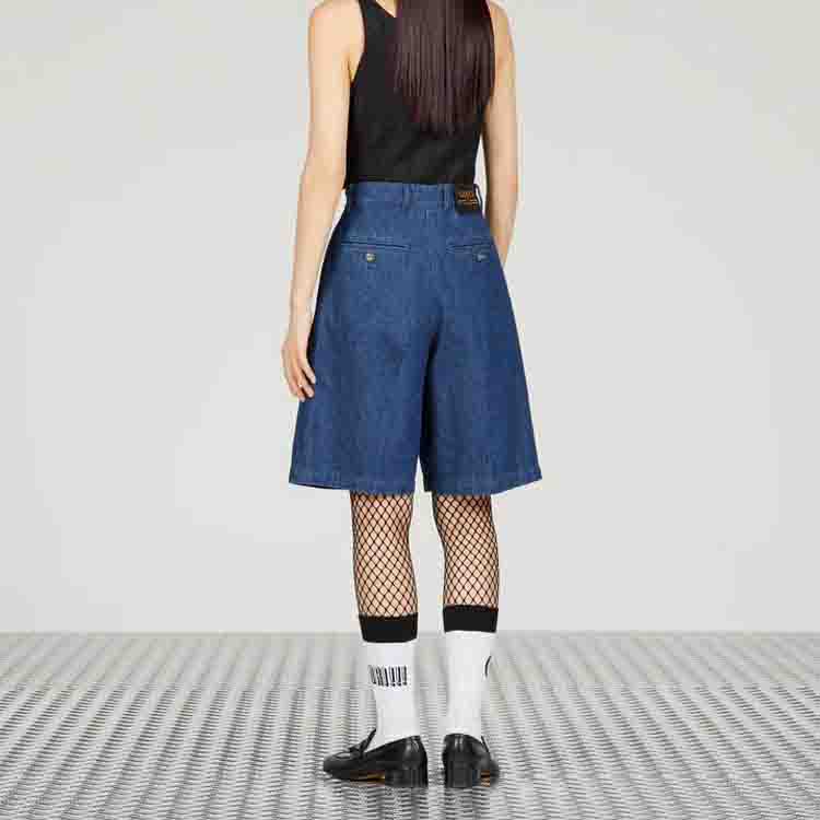 Purchase (Women) GUCCI SS23  High-Waisted Loose Casual Shorts Blue 743231 XDCGS 4100