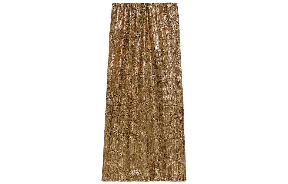 (Women) GUCCI SS23  Metallic High-Waist Long Skirt Gold Casual Skirt 738098-ZAMKO-7051