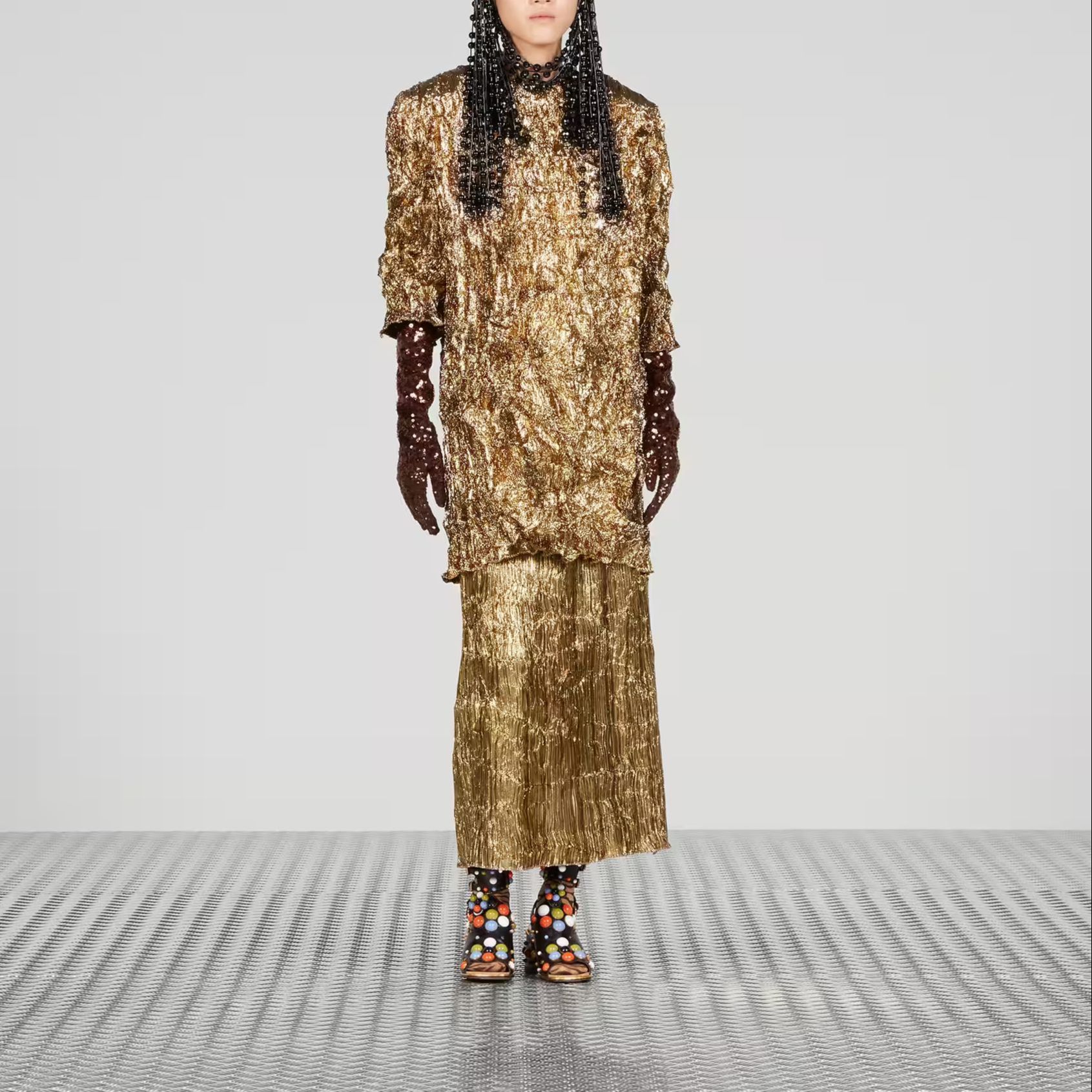 Lookbook (W) GUCCI SS23 金色高腰长裙 休闲半身裙 738098-ZAMKO-7051