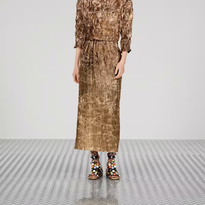 (W) GUCCI SS23 金色高腰长裙 休闲半身裙 738098-ZAMKO-7051 Shop (W) GUCCI SS23 金色高腰长裙 休闲半身裙 738098-ZAMKO-7051