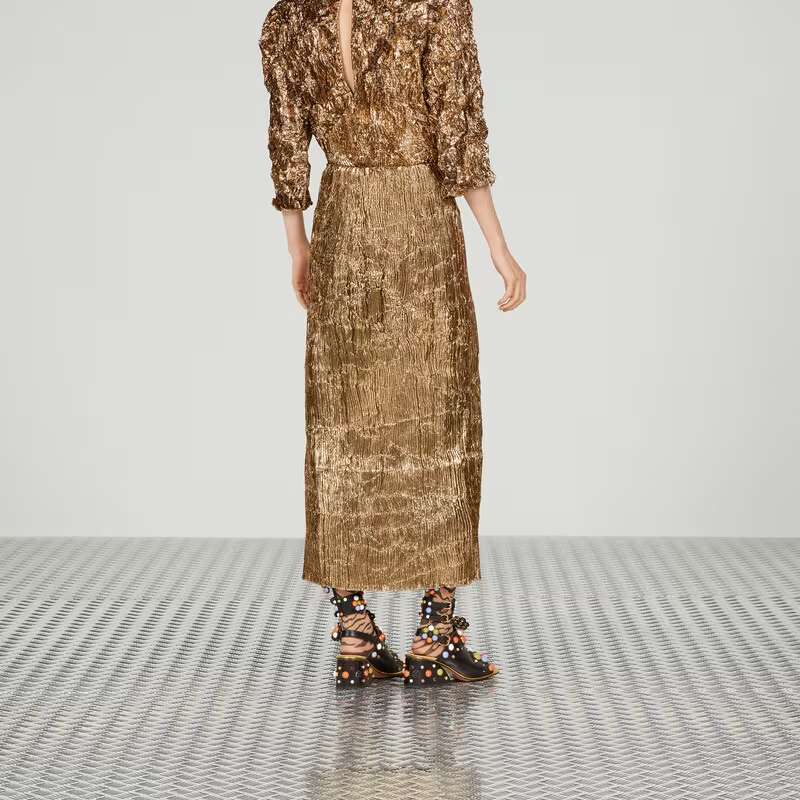 Purchase (W) GUCCI SS23 金色高腰长裙 休闲半身裙 738098-ZAMKO-7051