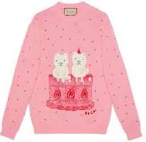(Women) GUCCI SS23 Pink Crewneck Sweater with Embroidered Pattern. 735372-XKC25-5307 (Women) GUCCI SS23 Pink Crewneck Sweater with Embroidered Pattern. 735372-XKC25-5307