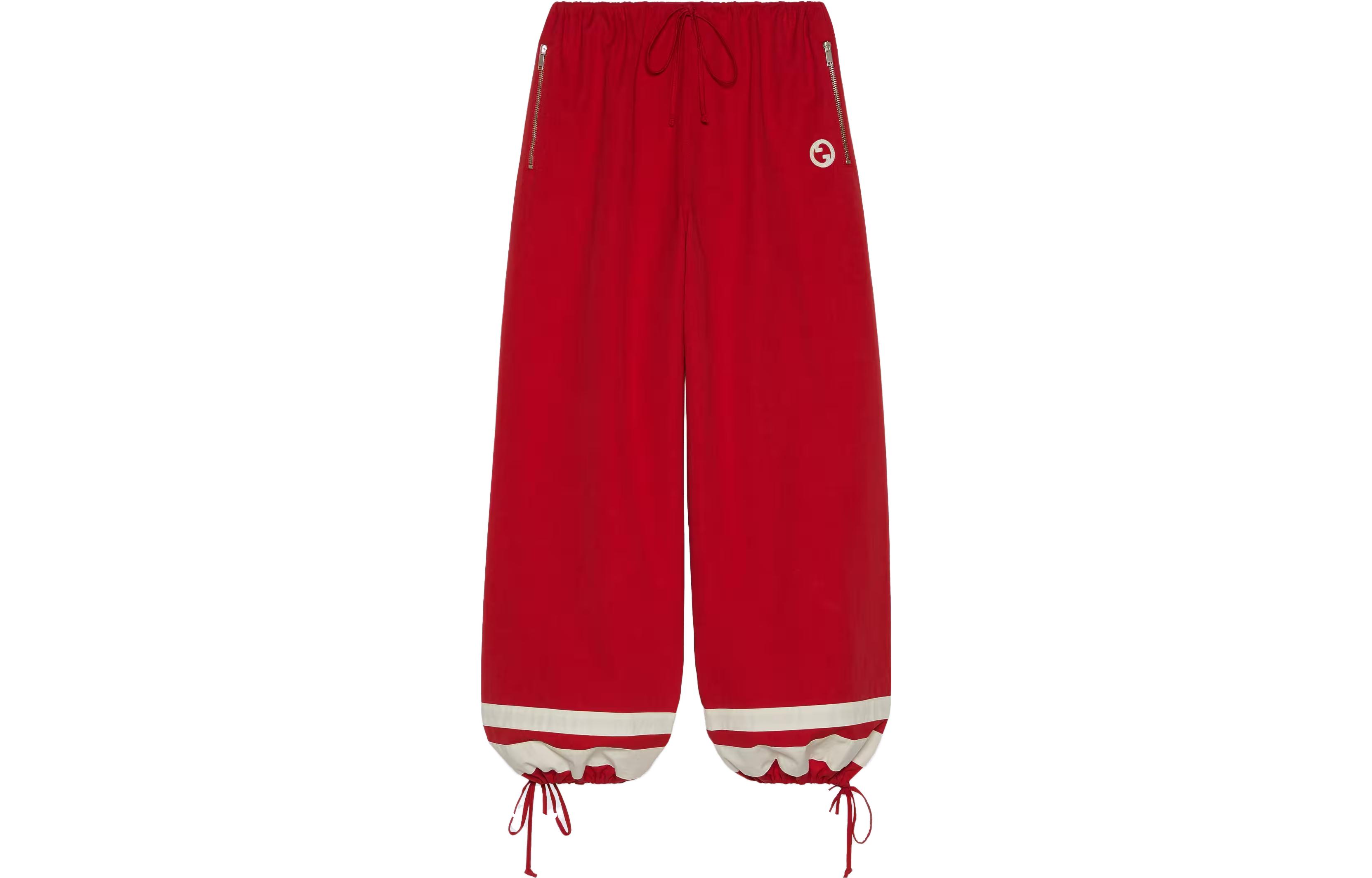 (Women) GUCCI SS23  Red Drawstring Jogger Pants. 747014-XJFV0-6358