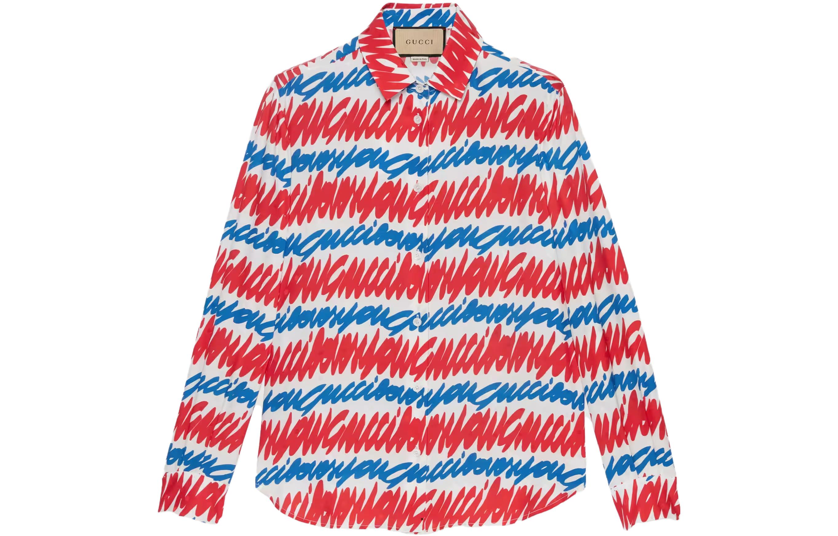 (Women) GUCCI SS23  Red Patterned Silk Long-Sleeve Sun Protection Shirt 739402-ZAMTX-4595 圖 2