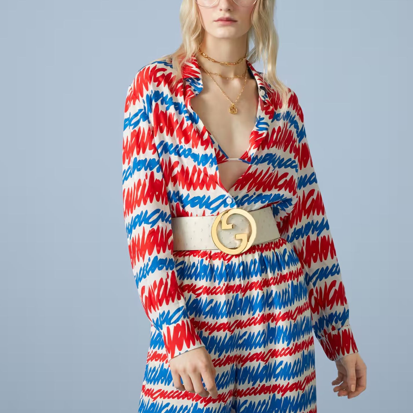 (Women) GUCCI SS23  Red Patterned Silk Long-Sleeve Sun Protection Shirt 739402-ZAMTX-4595 圖 4