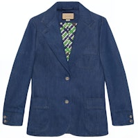 (Women) GUCCI SS23 Solid Single-Breasted Casual Long-Sleeve Blazer Indigo Blue 743230-XDCGS-4100 (Women) GUCCI SS23 Solid Single-Breasted Casual Long-Sleeve Blazer Indigo Blue 743230-XDCGS-4100