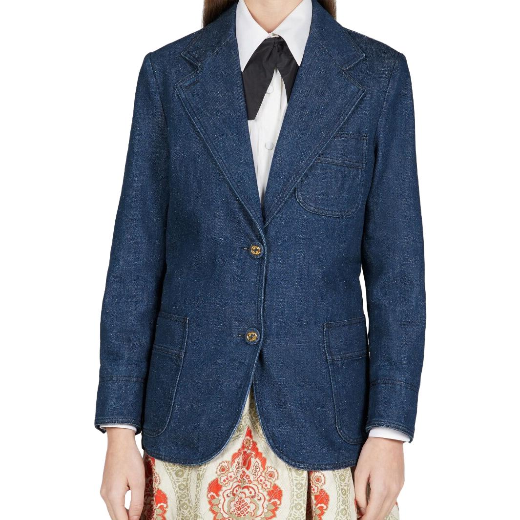 Purchase (W) GUCCI SS23 單排扣休閒長袖西裝外套 靛藍色 743230-XDCGS-4100