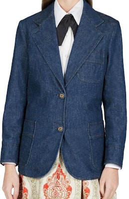 (W) GUCCI SS23 單排扣休閒長袖西裝外套 靛藍色 743230-XDCGS-4100 Purchase (W) GUCCI SS23 單排扣休閒長袖西裝外套 靛藍色 743230-XDCGS-4100