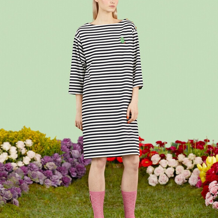 Details for (W) GUCCI SS23 條紋標誌印花黑色短袖連衣裙 727978-XJE7O-4384